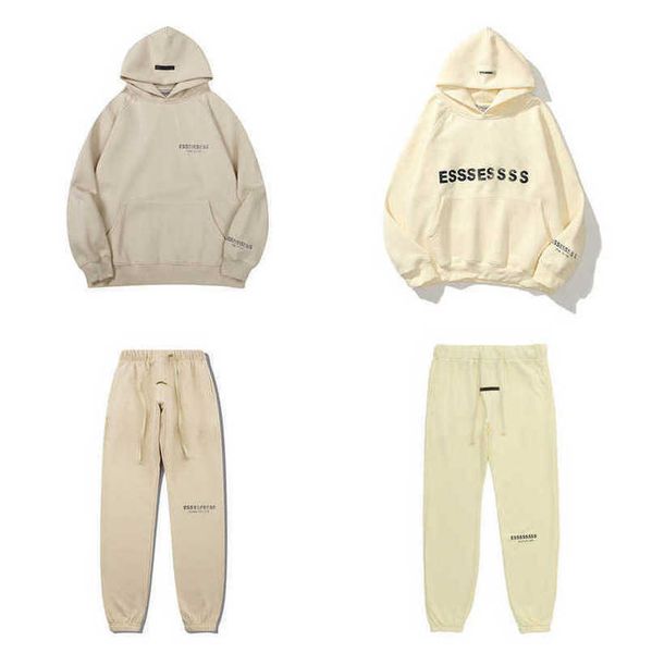 

luxury men's fashion sweatshirts essss ential tracksuits letter hoodies men women sportswear hooded pant coat sweater pullover couple, Gray