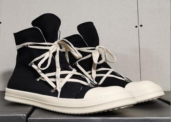 

2022 shoes rick canvas sneakers for men and women owens shoelaces own fragrance high soled boots casual shoes 4l8e size3547 w7494106, Black