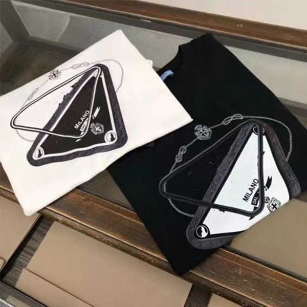 

summer mens t-shirts brand cotton triangular letter printed round neck tshirts short sleeve tees casual asian sizer2e5, White;black