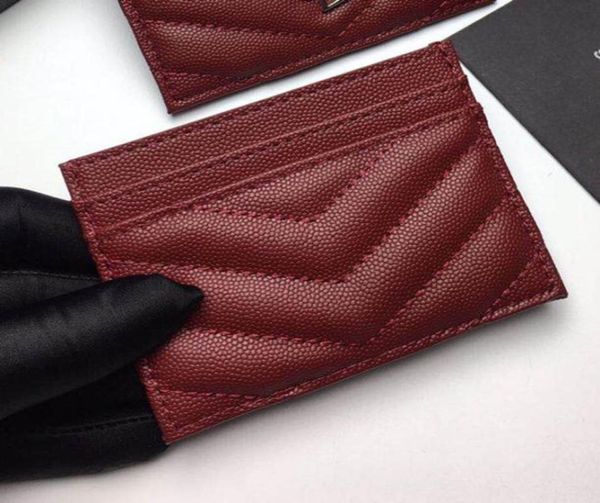 

woman mini wallet caviar credit card clip men women card holder genuine leather with box6732246, Brown;gray