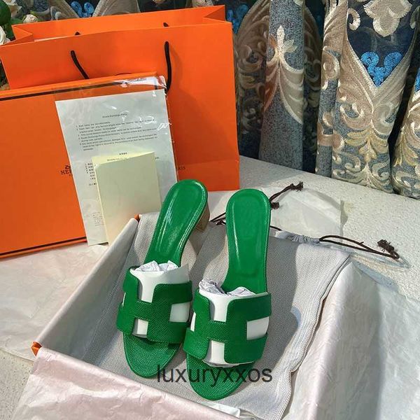 

beach slippers summer sandal slide litchi orange shoe orans high women same 2023 designer fashion wearing beach thick heels lq28