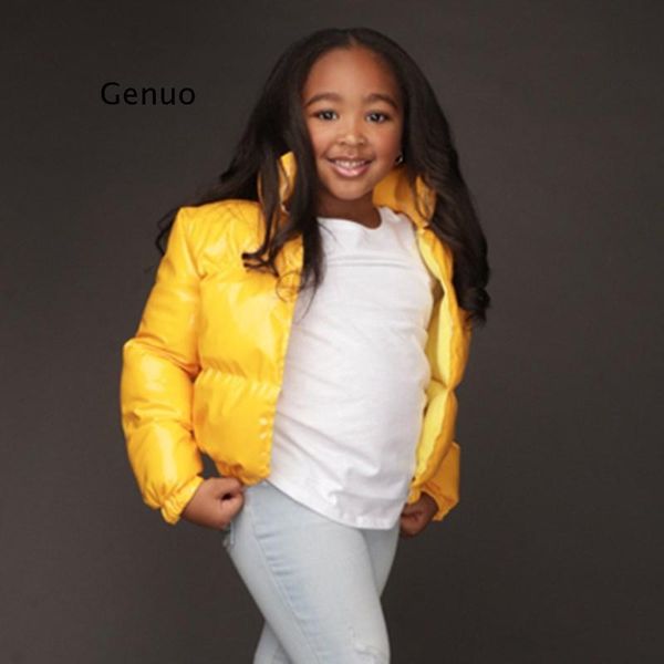 

leather toddler girl winter clothes bubble coat 2021 puffer jacket kids boys, Black