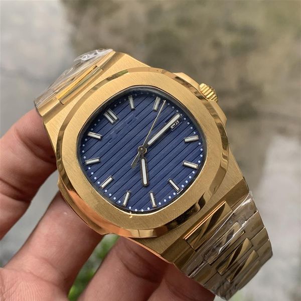 

watch blue dial asia 2813 movement 40mm 5711 1a 5711j mechanical transparent golden steel automatic mens watches wristwatches223k, Slivery;brown