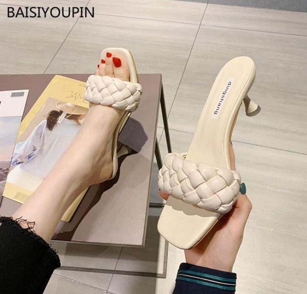 

new solid fashion women slippers summer pumps shoes outside shallow casual student 7cm high heels female slides zapatos de mujer x3316091, Black