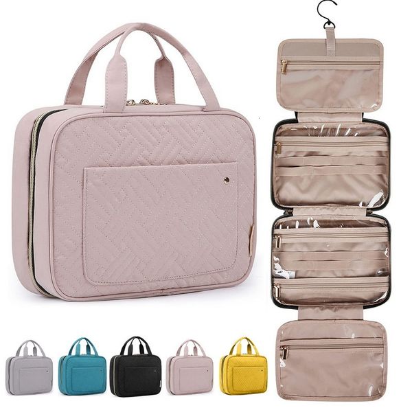 

cosmetic bags cases portable travel cosmetic case large capacity women makeup storage with hook waterproof toiletry pouch hanging bathroom w