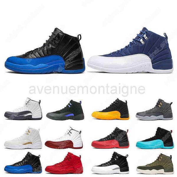 

men basketball shoes 12s 12 university gold dark grey flu game taxi white sneakers gamma blue gym red flight sport trainer