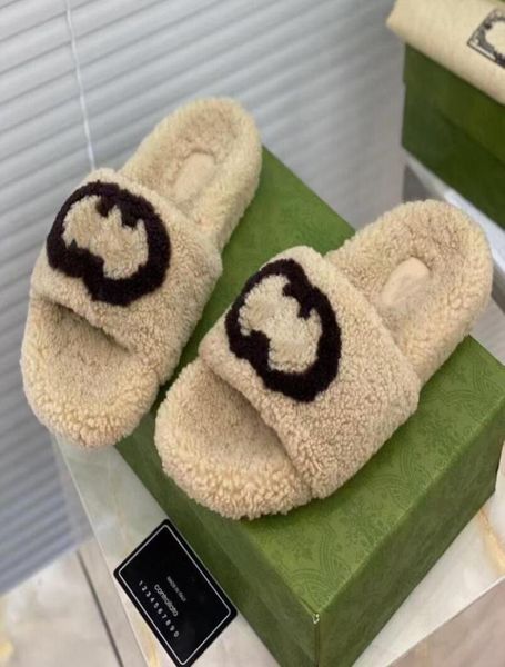 

luxurys designers women men ladies wool slides slippers winter fur fluffy furry letters sandals slippers warm comfortable fuzzy gi5230859, Black