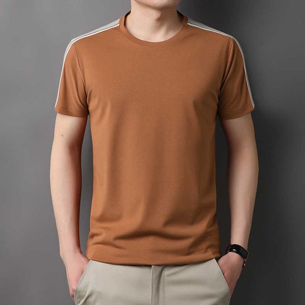 

trendy new men's short sleeve t-shirt summer fashion brand loose large round neck top, White;black