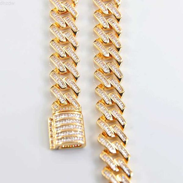

popular style iced out cuban chain with baguettes cz stone hip hop chain s925 silver cuban link chain necklace