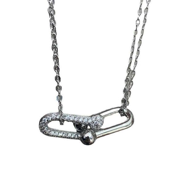 

designerthe same type of s925 sterling silver double-ring u-shaped horseshoe necklace on the floor tiffy, Black