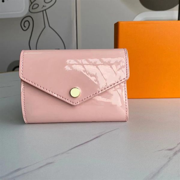 

luxury shiny patent leather embossed women's wallet card purse bag with box 4colors 71236f2496, Red;black