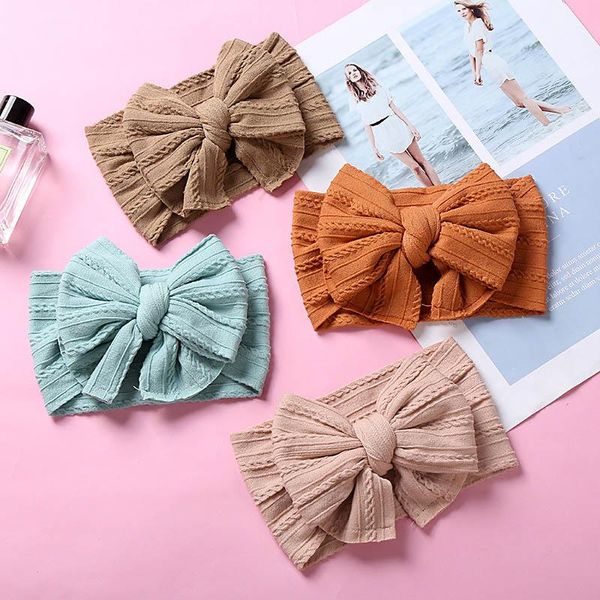 

girls hair accessories bows baby headbands kids nylon decorated double-layer hairband bands e21396, Slivery;white