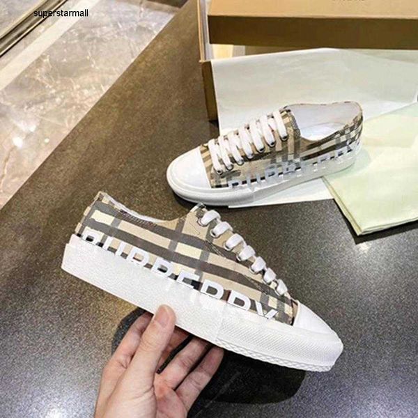 

2023 burbrerys luxury brand casual shoes b22 low genuine leather vintage classic checked cotton board shoes vintage fashion trainer trainers, Black