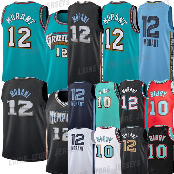 

#12 ja morant basketball jersey #22 desmond bane 10 mike bibby 50 reeves 3 shareef abdur-rahim jerseys, Black;red