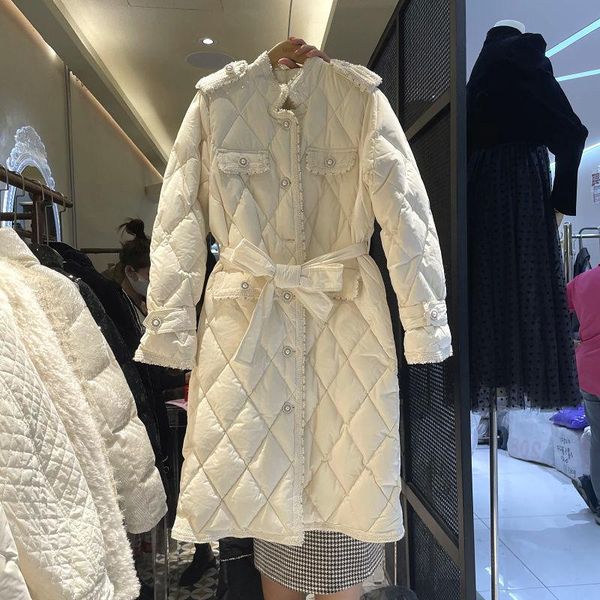 

leather woman jacket long fashion winter clothes bead long sleeve stand belt korean black ropa para mujer chaqueta casaco feminino 4xl