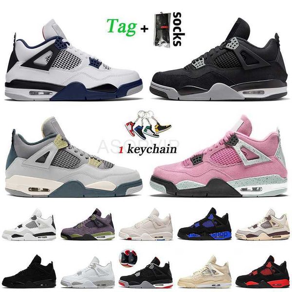 

fashion women mens jordens 4 basketball shoes with socks 2022 jumpman 4s craft midnight navy black canvas university pink blue red jordon
