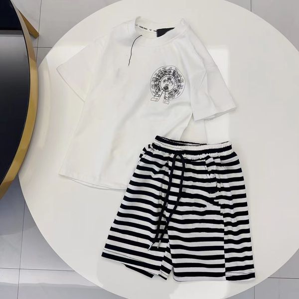 

kids clothes baby designer t shirt kids set kid clothe summer boys girls short sets luxury brand classic black and white stripe design