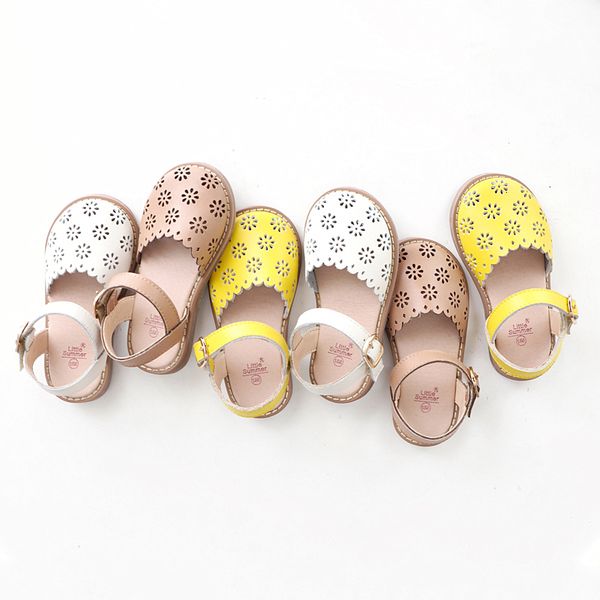 

sandals summer girls sandals cut-outs petal kids shoes genuine leather princess sandals high-grade children sandals 3-9t 230421, Black;red