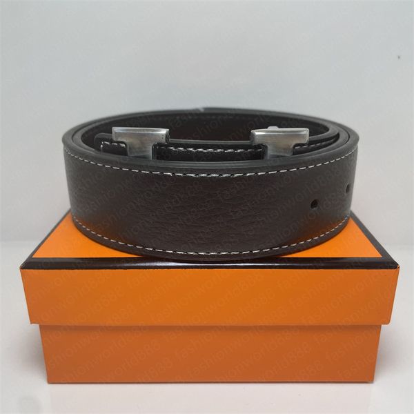 

2023 fashion men belt designer luxury business smooth buckle mens belts for belt with box, Black;brown