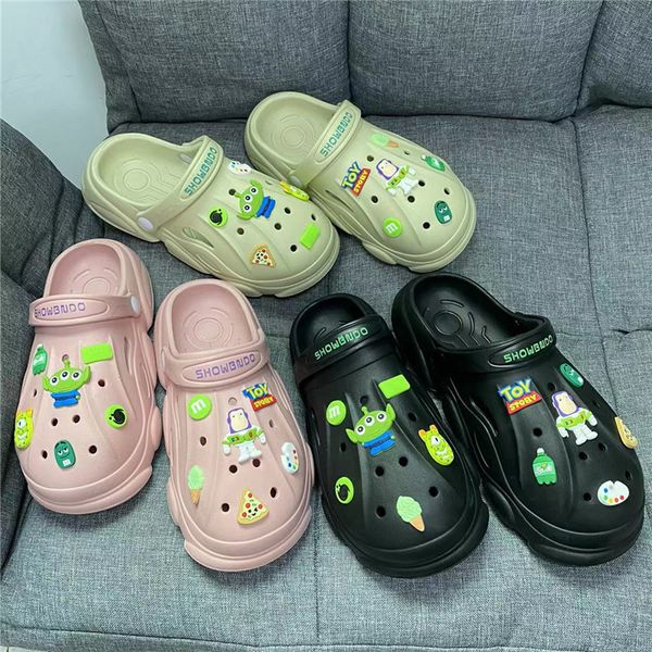 

skechers sandals lovers shark slippers heart print shoes women men, Black