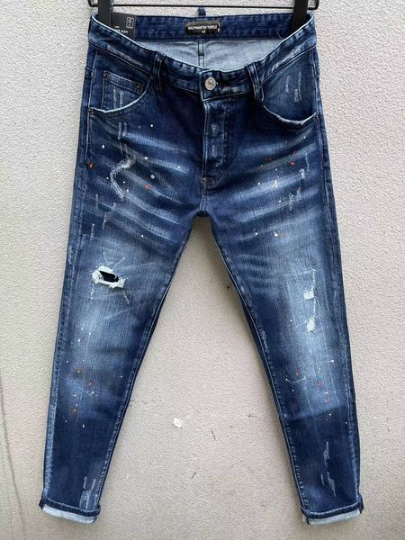 

dsq phantom turtle men's jeans mens italian designer jeans skinny ripped cool guy causal hole denim fashion brand fit jeans men washed, Blue