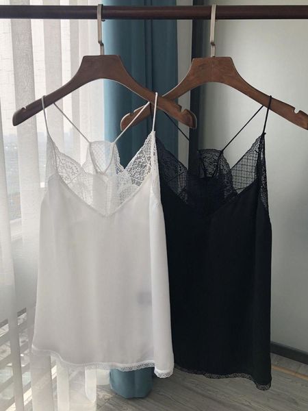

t-shirt women black vest sling tank lace stitching backless bottoming female summer camis, White