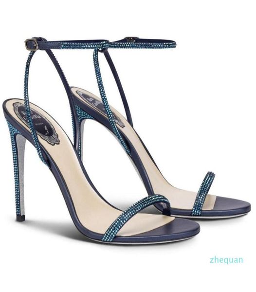 

luxury brands renes ellabrita stiletto heel sandals shoes women crystal strappy lady fashion caovillas gladiator sandali7540897, Black