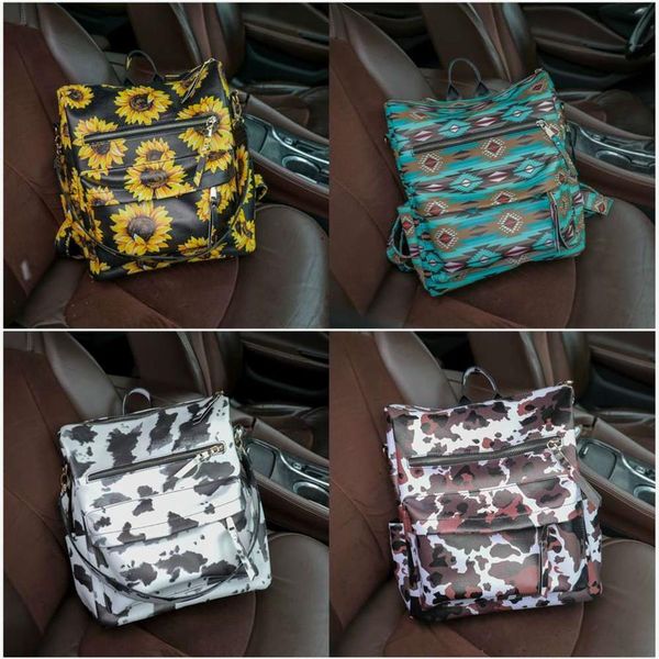 

backpack wind cow sunflower backpack for women's outdoor diaper bag197m