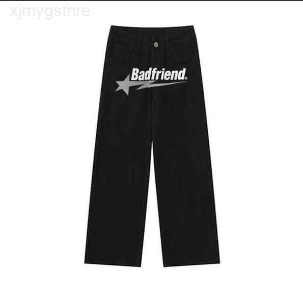 

men's pants y2k street trend letter print black gothy loose straight wide leg hip-hop men jeans dragging casual y2302 1fpng