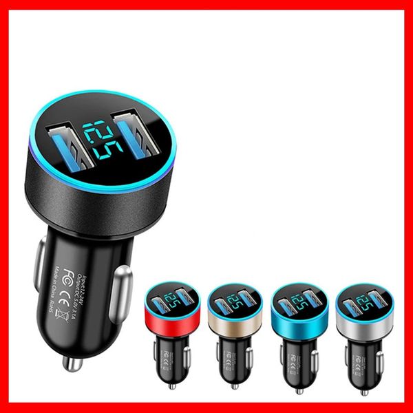 

5v 4.8a car chargers 2 ports fast charging for samsung huawei iphone 12 11 pro 8 plus led display dual usb car-charger adapter car-charge ca