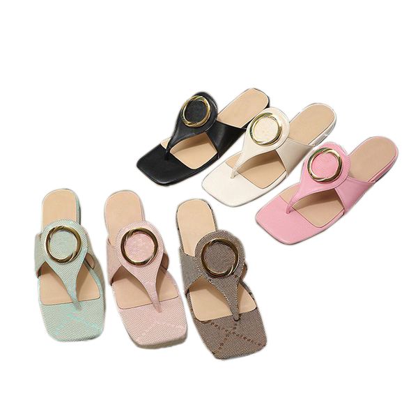 

designer slippers flip flops women origin genuine leather flat beach sandals shoes summer black matte real cowhide sandals with box