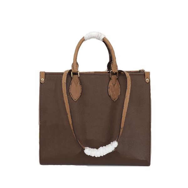 

brown printing women luxury bags gm grain cowhide totes shopping bag genuine leather mm handbags casual messenger crossbody design278n