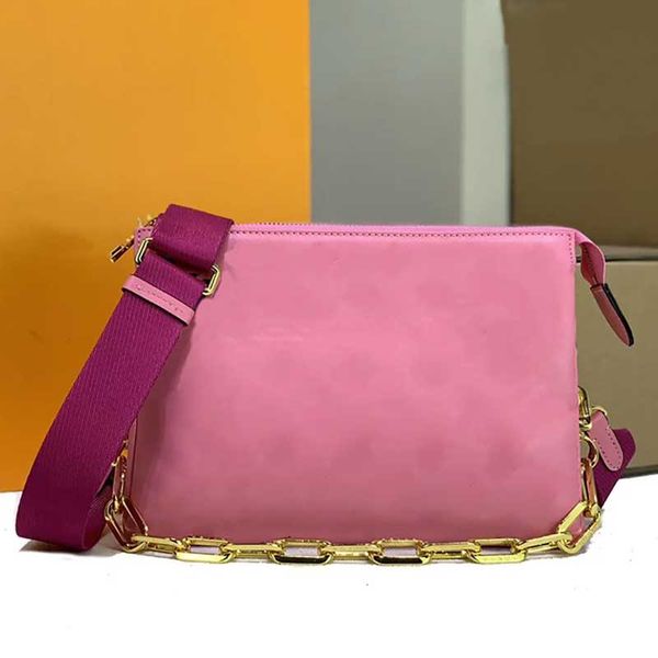

m57790 women designer shoulder bag coussin genuine leather handbag luxury lady chain purse square messenger tote embossed two pocket
