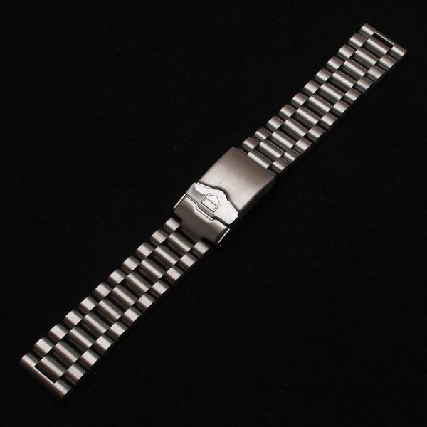 

new 316l unpolished stainless steel metal watch bands strap bracelets safety deployment clasp buckle matte watchbands 20mm 22mm229o, Black;brown
