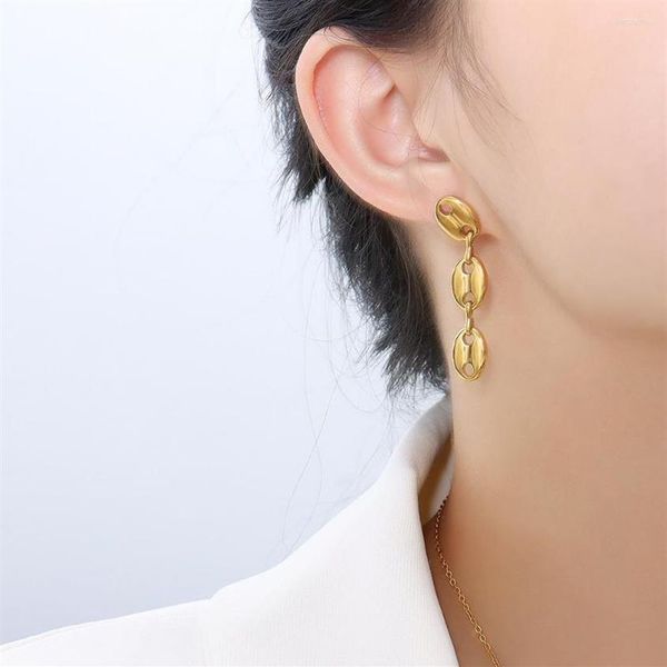 

dangle earrings fashion gold color coffee bean for women jewelry smooth vintage cute ear accessories wedding gifts211w, Silver