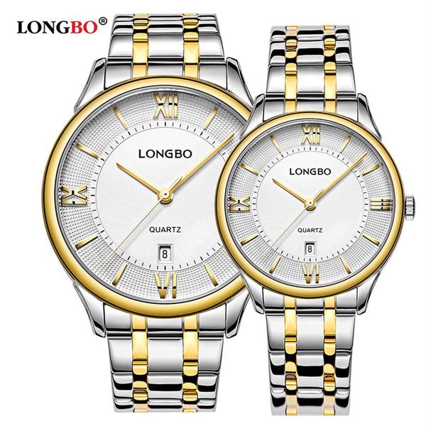 

longbo fashion brand business style gentleman reloj casual stainless steel quartz watches waterproof couple wristwatches 5001196g, Slivery;brown