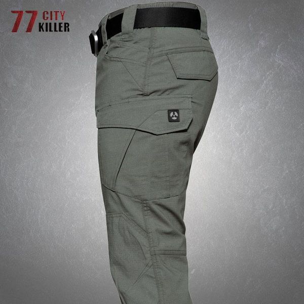 

pants mens elasticity tactical cargo pants outdoor urban commute comfortable waterproof multipocket climbing hiking casual pants male, Black