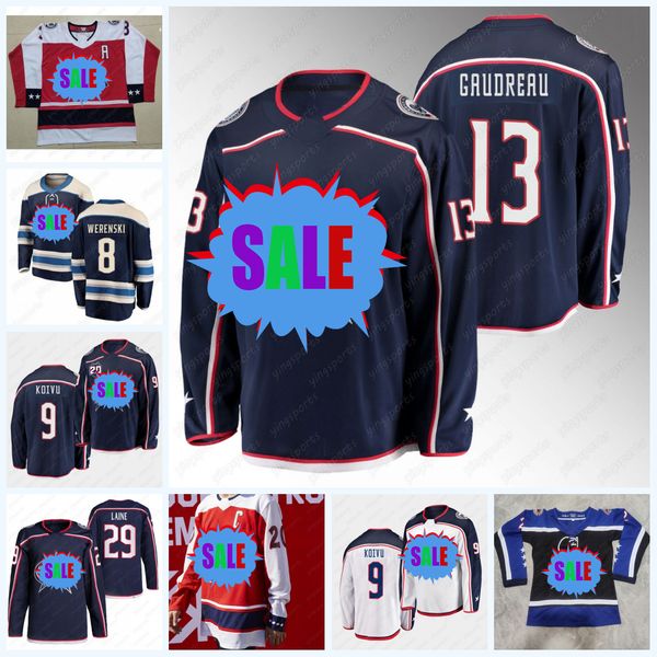 

#13 johnny gaudreau reverse retro hockey jersey #38 boone jenner #29 patrik laine elvis merzlikins gustav nyquist jakub voracek joonas korpi, Black;red