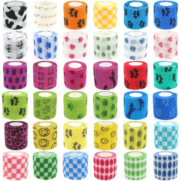 

elbow knee pads 24 rolls elastic bandage self adhesive wrap cohesive tape vet for dog cat horse pet animals ankle sprains 230420, Black;gray