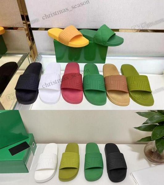 

beach slippers slides flat causal summers couple striped for men women green round toe designer slide rubber shoes luxury flip4717978, Black