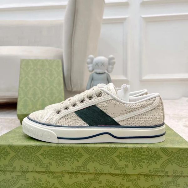 

women shoes luxury designer sneaker tennis canvas casual shoes low womens sneakers italy green red web stripe rubber sole stretch cotton out, Black
