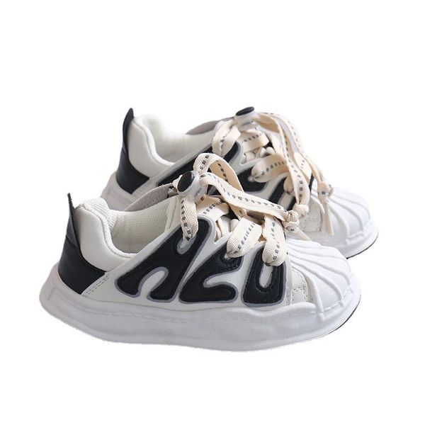 

sneakers baby shoes kids casual child autumn boys girls shell head fashion letters white e6060, Black;red