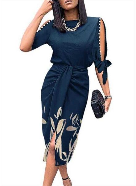 

womens spring dress and autumn print hollow out tied pleated, Black;gray