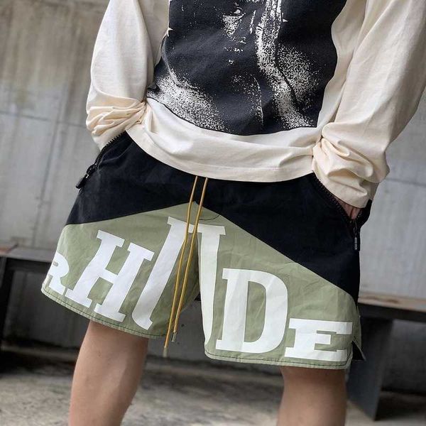 

men's shorts designer clothing short casual rhude five point basketball pants high street loose fitting sports training trend summer jo, White;black