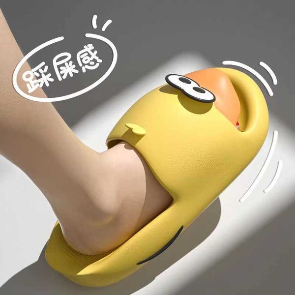 

sandals slippers for women in summer parent-child slippers. wearing cute little yellow ducks stepping on feces thick soles anti slip home co, Black