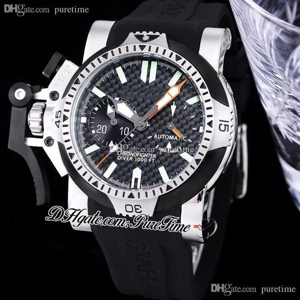 

2022 chronofighter 44 miyota quartz chronograph mens watch two tone steel pvd black bezel carbon fiber dial green stick markers ru298y, Slivery;brown