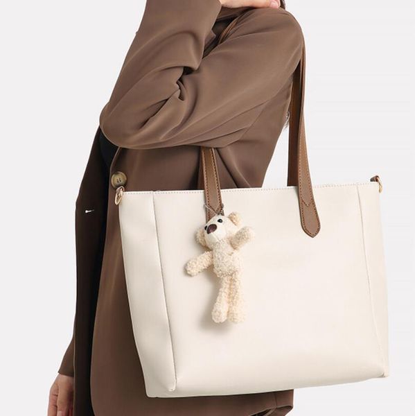 

hbp fashion handbag women's tote bag solid color bear decorative shoulder bag