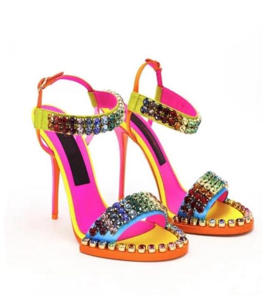 

sandals high heel open toe color rhinestone decorative dress shoes luxury designer brand factory summer pointed wedding shoes our 4175306, Black