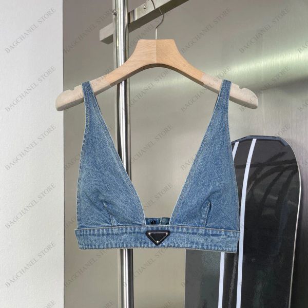 

Women' Tanks suspender vest motorcycle bra versatile backing elastic band adjustable sexy underwear fashion with denim nylon lady tops Size -L, Make up for price