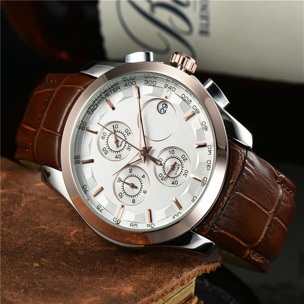 

luxury aaa men's watch quartz automatic movement stainless steel case swiss brand designer multifunctional sport291f, Slivery;brown